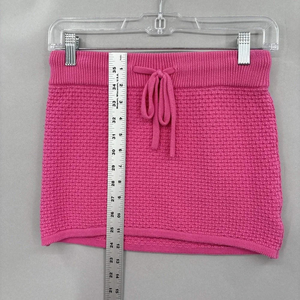 Dodo Bar Or Skirt Small 40 Pink‎ Textured Knit Mini Drawstring Pas Pour T Waffle
